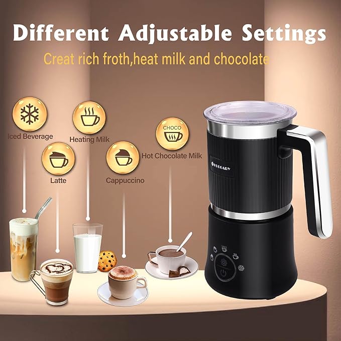 Huogary 5-in-1 Detachable Milk Frother & Steamer